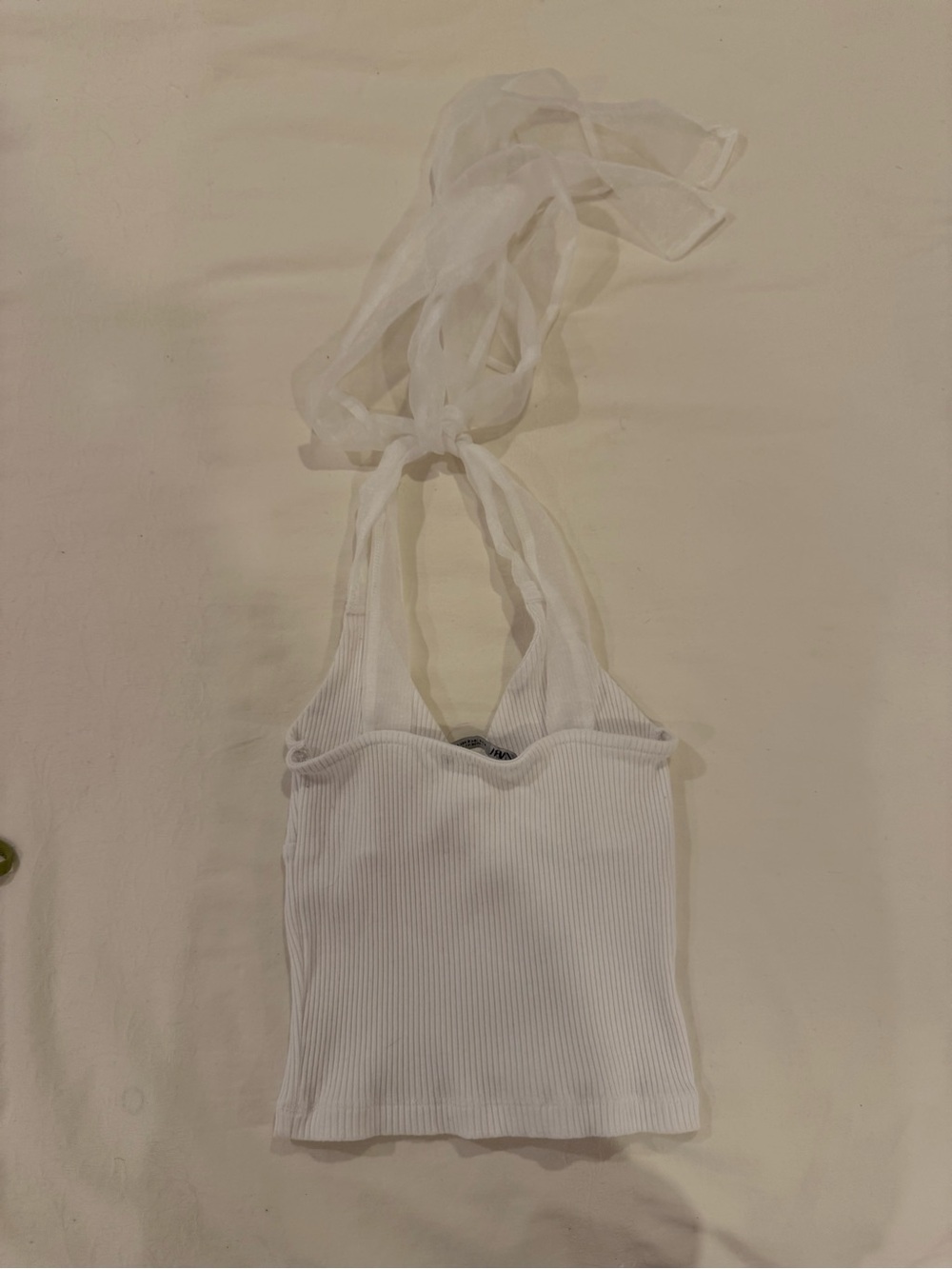 White Ribbed Halter Crop tank - Picture 2 of 2